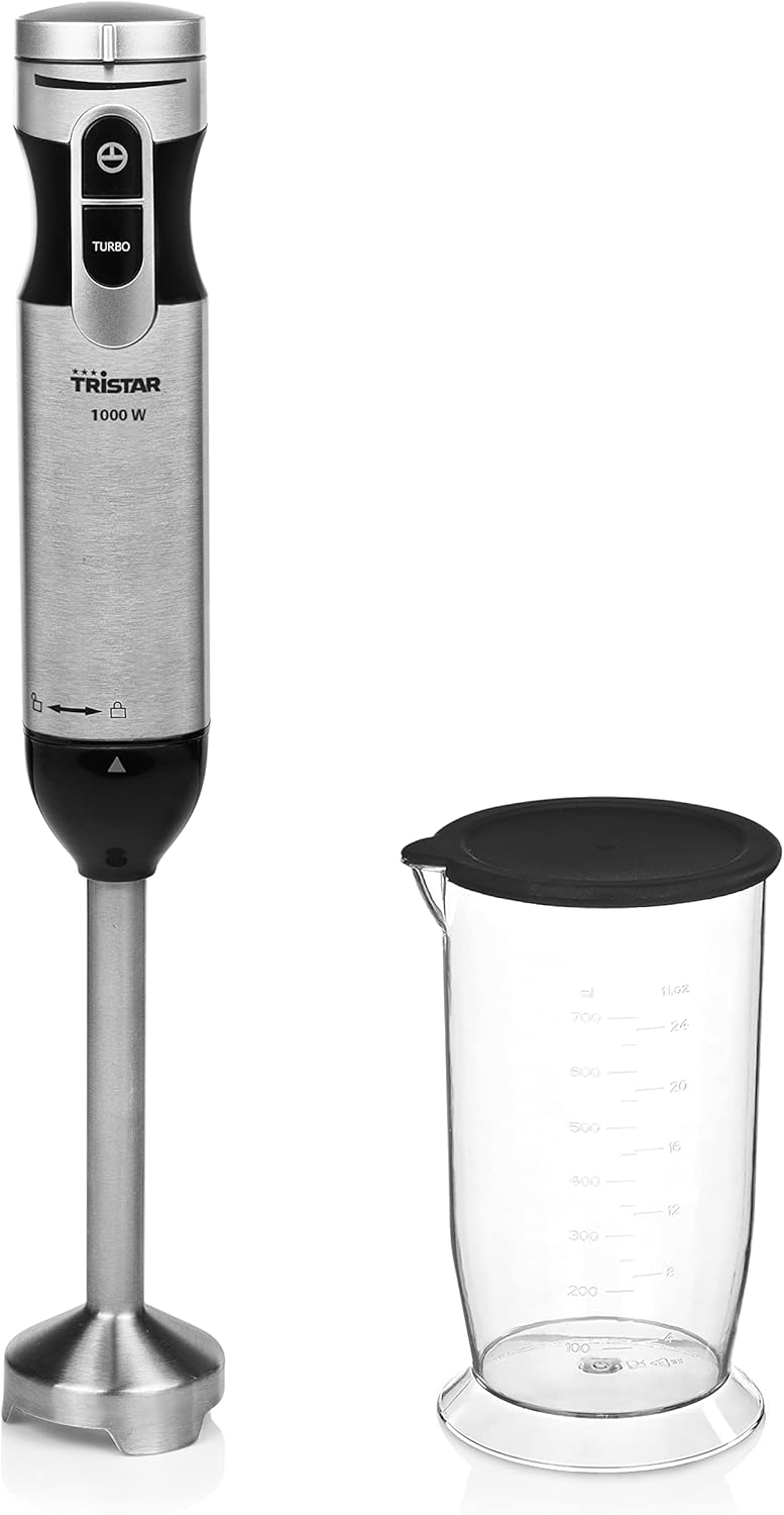 Tristar MX-4829 Stabmixer-Set - Stabmixer mit Zubehör – Turbo-Funktion – 2 Klingen - 1000 Watt Stabm
