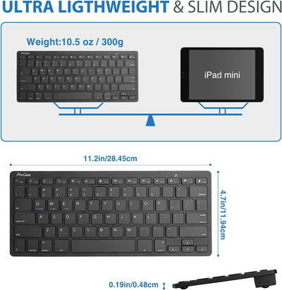 ProCase Universal Wireless US-English Keyboard (QUERTY-US Layout) for MacBook, Tablets, PC, Laptop,