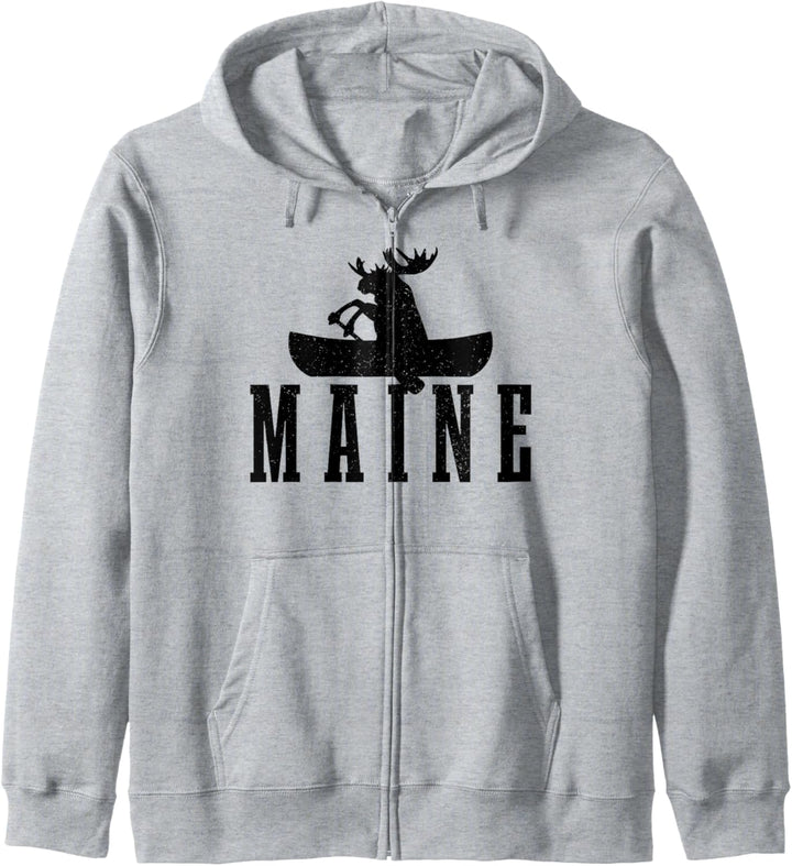 Maine Kanu Kayak Elch Lustig USA Amerika Souvenir Kapuzenjacke