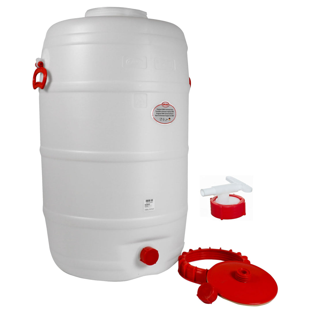 Graf Getränkefässer Saftfässer Kunststoffässer 10-500 Liter (Graf Getränkefass Rund 120 Liter mit Au