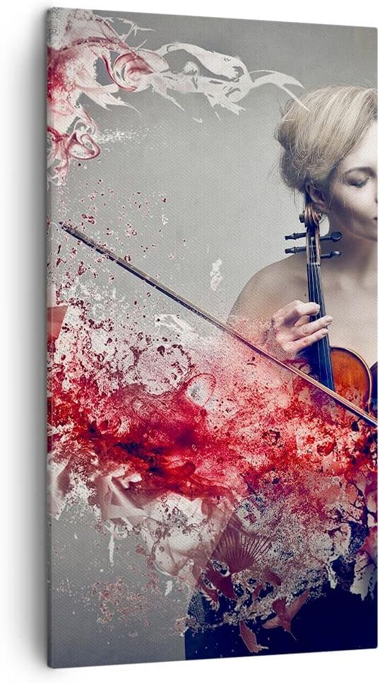 Bilder auf Leinwand Frau Violine Musik Instrument Leinwandbild mit Rahmen 45x80cm Wandbilder Dekorat