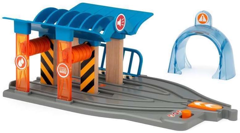 BRIO World 33975 Smart Tech Sound Waschstrasse mit Werkstatt - Zubehör für die BRIO Holzeisenbahn -