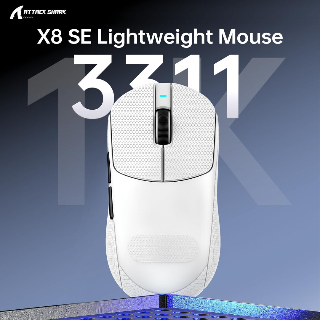 ATTACK SHARK X8SE Mouse with Grip Tape for Large Hand, 55g Superlight, PixArt PAW3311 Gaming Sensor,