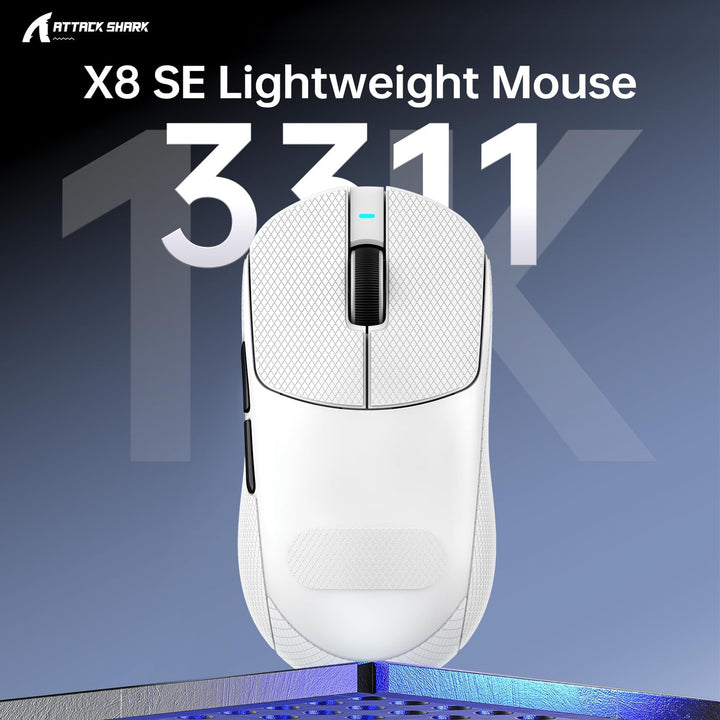 ATTACK SHARK X8SE Mouse with Grip Tape for Large Hand, 55g Superlight, PixArt PAW3311 Gaming Sensor,
