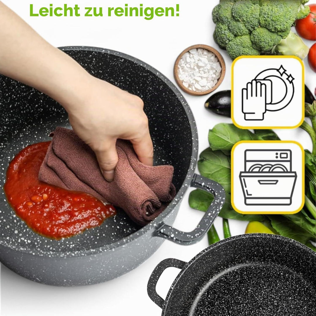 EliteHoff Kochtopf, 2er-Set Suppentopf aus Aluminiumguss mit Antihaftbeschichtung 24/28 cm (6,5L und