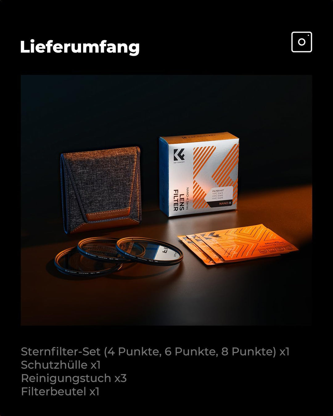 K&amp;F Concept Nano K-Serie 58mm Sternfilter 4 Punkte, 6 Punkte, 8 Punkte für Sternenlichteffekte, 58mm
