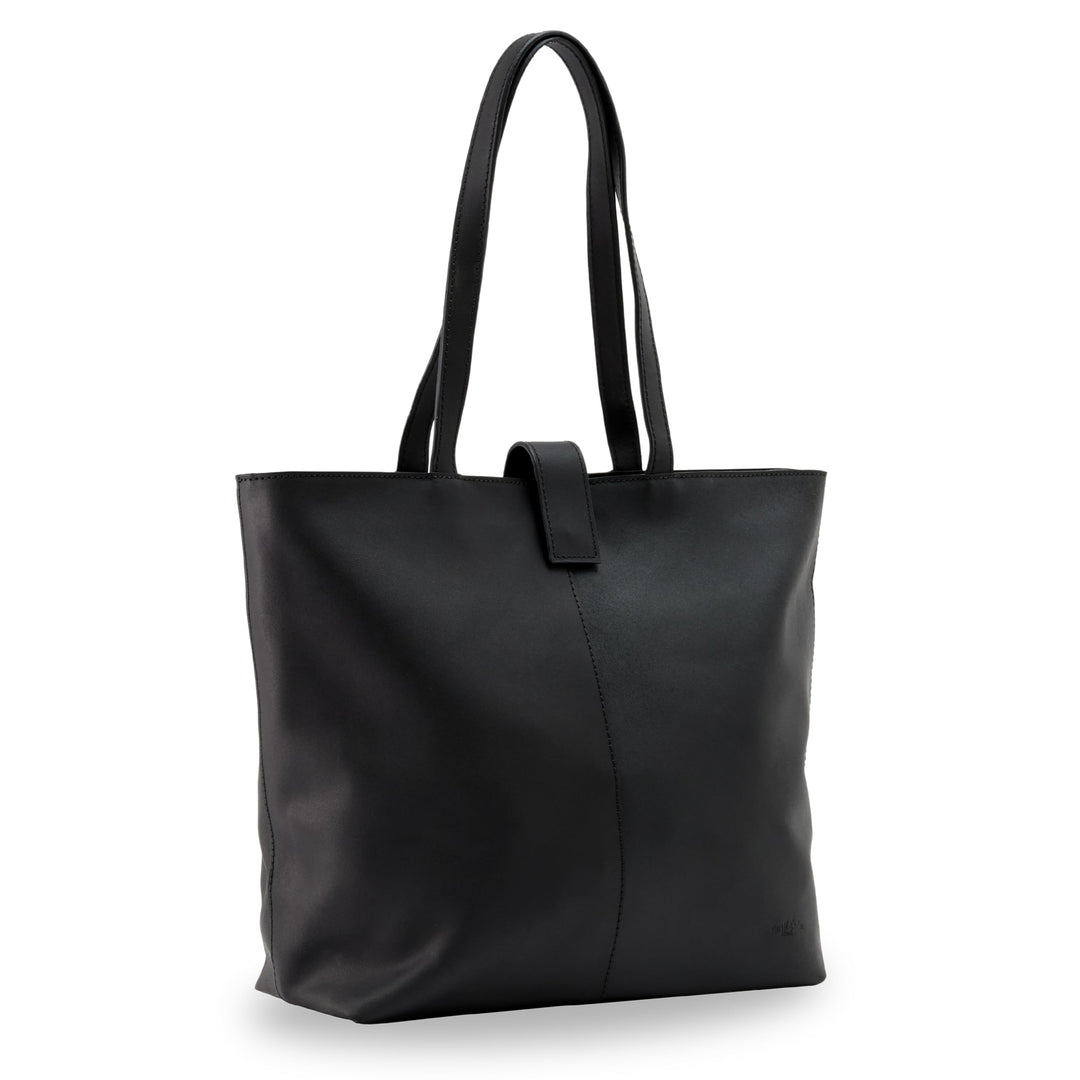 Gusti Shopper Leder - Alexandra Handtasche Damen Arbeitstasche Leder Schwarz, Schwarz