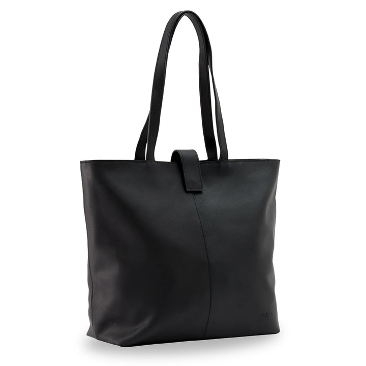 Gusti Shopper Leder - Alexandra Handtasche Damen Arbeitstasche Leder Schwarz, Schwarz