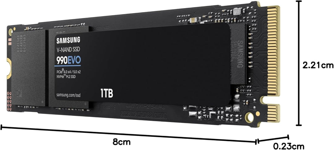 Samsung 990 EVO NVMe M.2 SSD 1 TB, PCIe 4.0 x4 / PCIe 5.0 x2, NVMe 2.0 (2280), 5.000 MB/s Lesen, 3.2