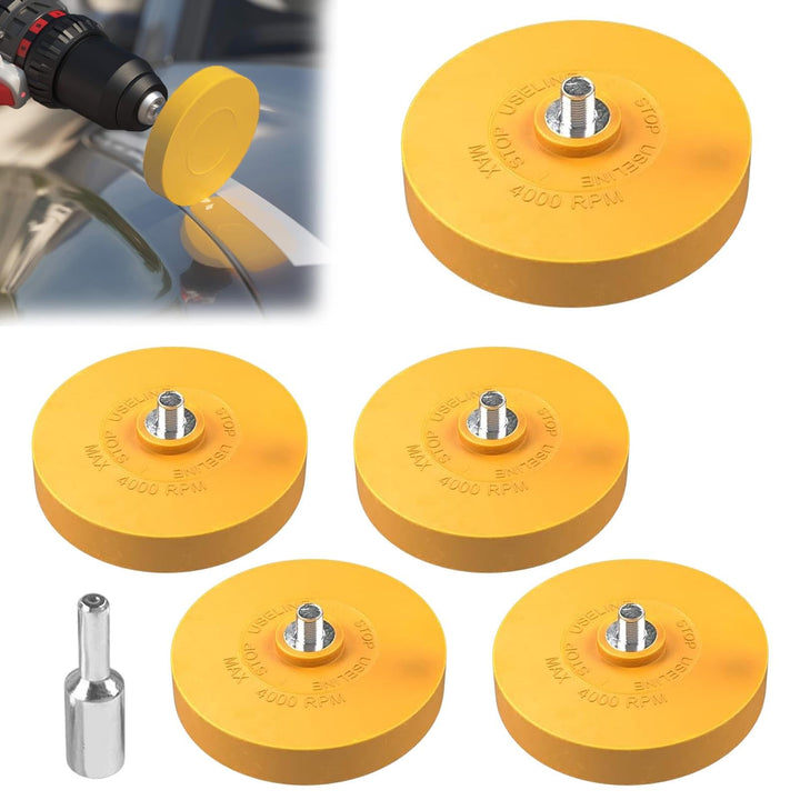 5 x Folienradierer Set mit 1x Adapter zum Professionellen Entfernen von Folien und Kleberesten am Fa