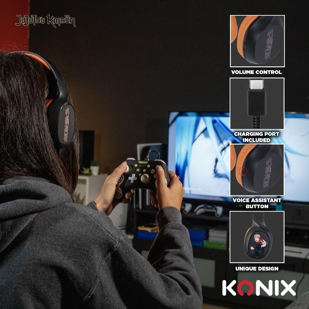 Konix Jujutsu Kaisen On-Ear-Kopfhörer kabellos Bluetooth 5.3 Smartphones und Tablets - 30 Std. Akkul
