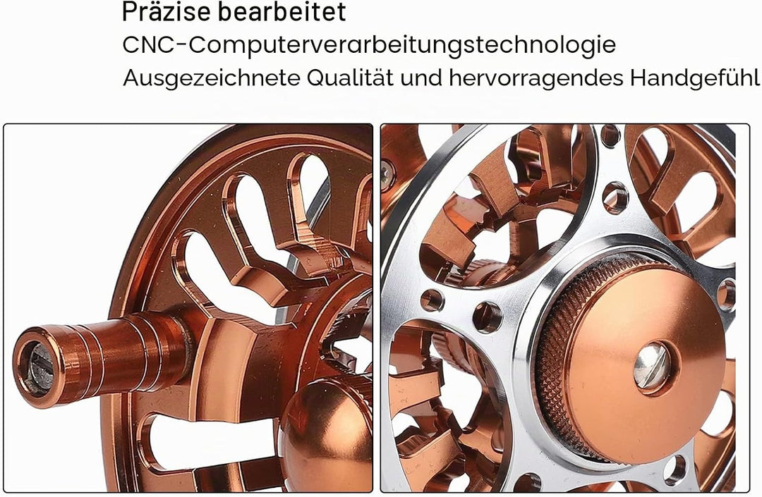 Alomejor Doppelte Farbe 5/6 Fliegenrollen CNC-gefräste Aluminiumlegierung 3 Lager Fliegenfischerrad