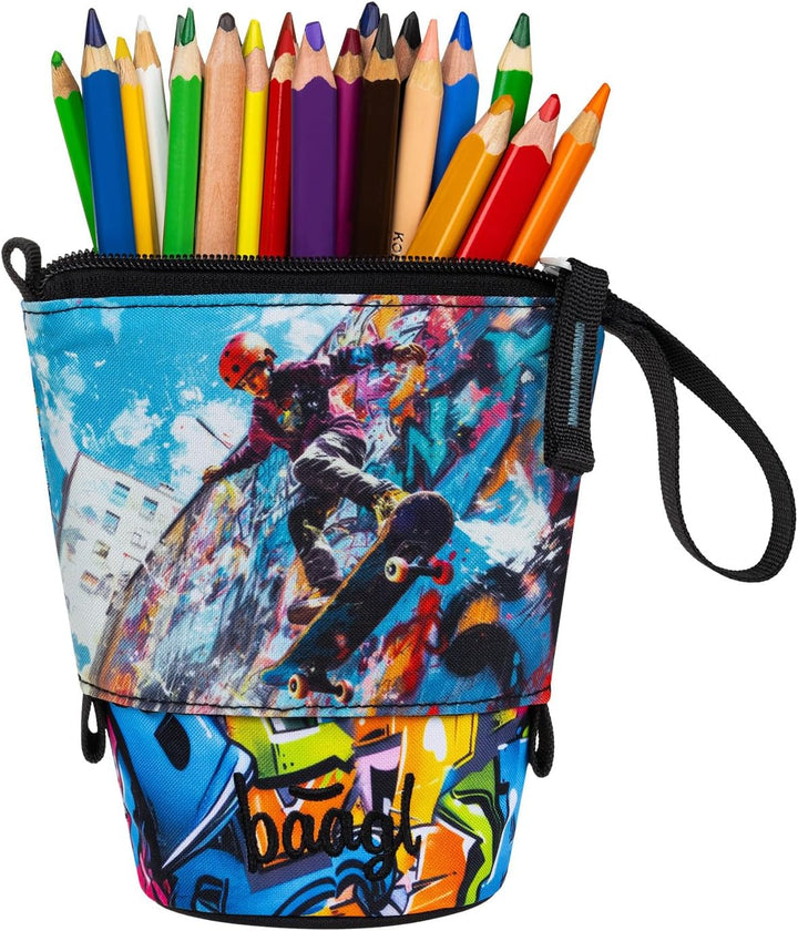 Baagl Federmäppchen Jungen - Stifteetui Kinder - Mäppchen Etui für Schule - Robuste Federtasche & Fe