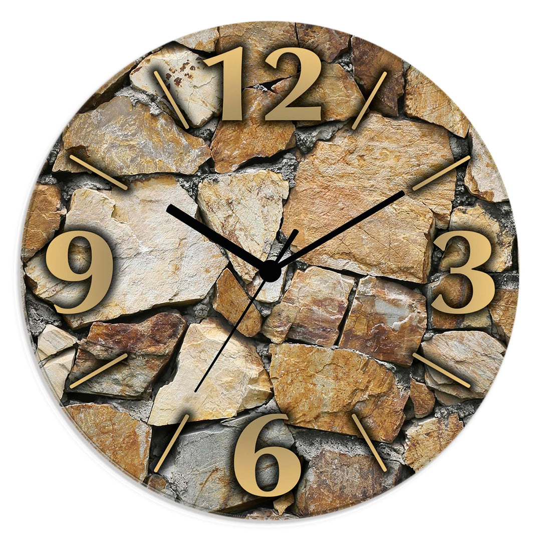 ARTLAND Wanddeko Wanduhr ohne Tickgeräusche aus Glas Quarzuhr Ø 30 cm Rund Lautlos Ø 30 cm Braune St