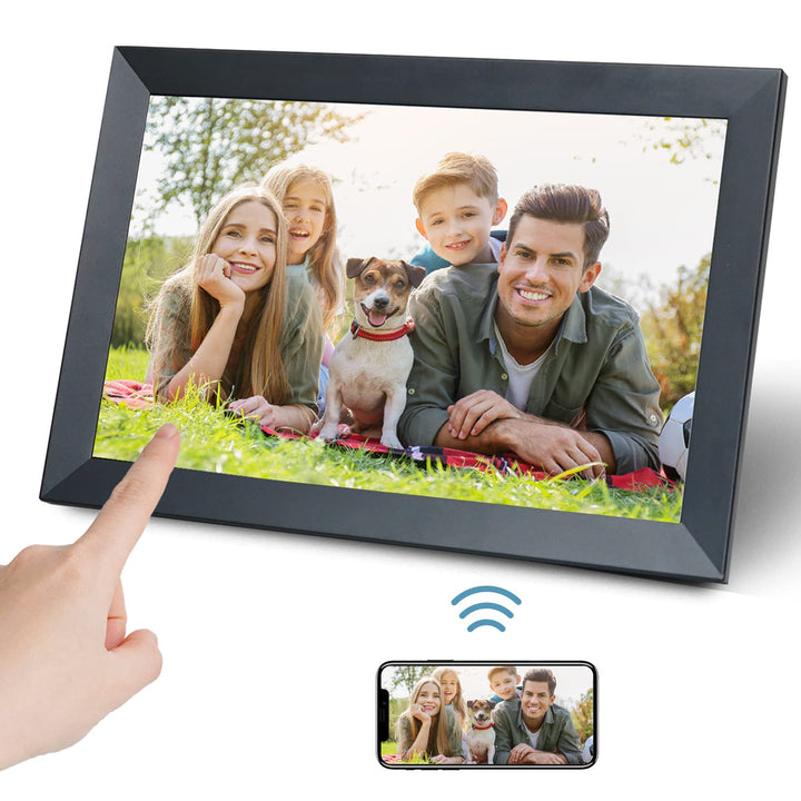Aorpdd Digitaler Bilderrahmen WLAN 10.1 Zoll, HD IPS-Touchscreen Elektronischer Bilderrahmen mit 32