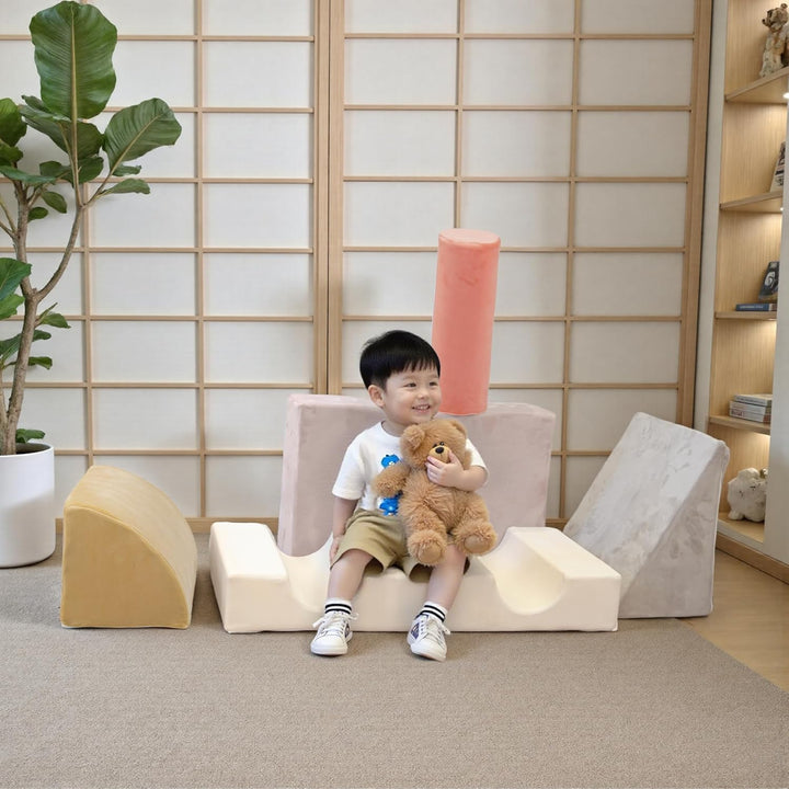 BanaSuper Schaumstoff Bausteine für Kinder, XXL Kletterblöcke Set Falten zu Spielmatte, Weiche Softb