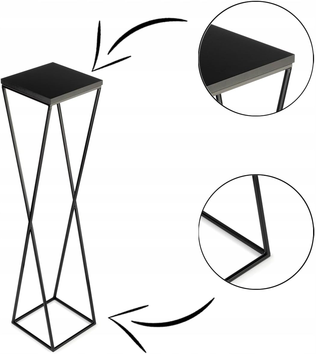 Pflanzenständer Metall 100 cm Hoch - Stabiler und Fester Blumenhocker mit Schwarz MDF-Platte auf Rob