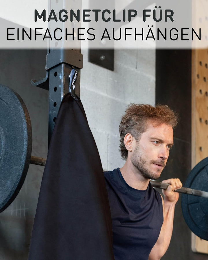 Fit-Flip Fitness Handtuch aus Mikrofaser kompakt und schnelltrocknend | mit Magnet und Reissverschlu