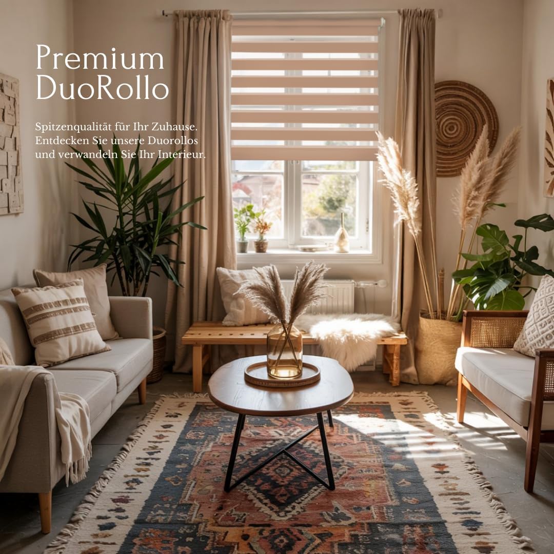 Home-Vision® DuoRollo Klemmfix, Doppelrollo ohne Bohren mit Klämmträgern, Rollos für Fenster und Tür