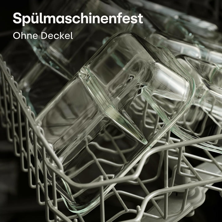Praknu Meal Prep Boxen Glas 2 Fächer - 2er Set Glass Meal Prep Containers 1l - Luftdicht - Geeignet