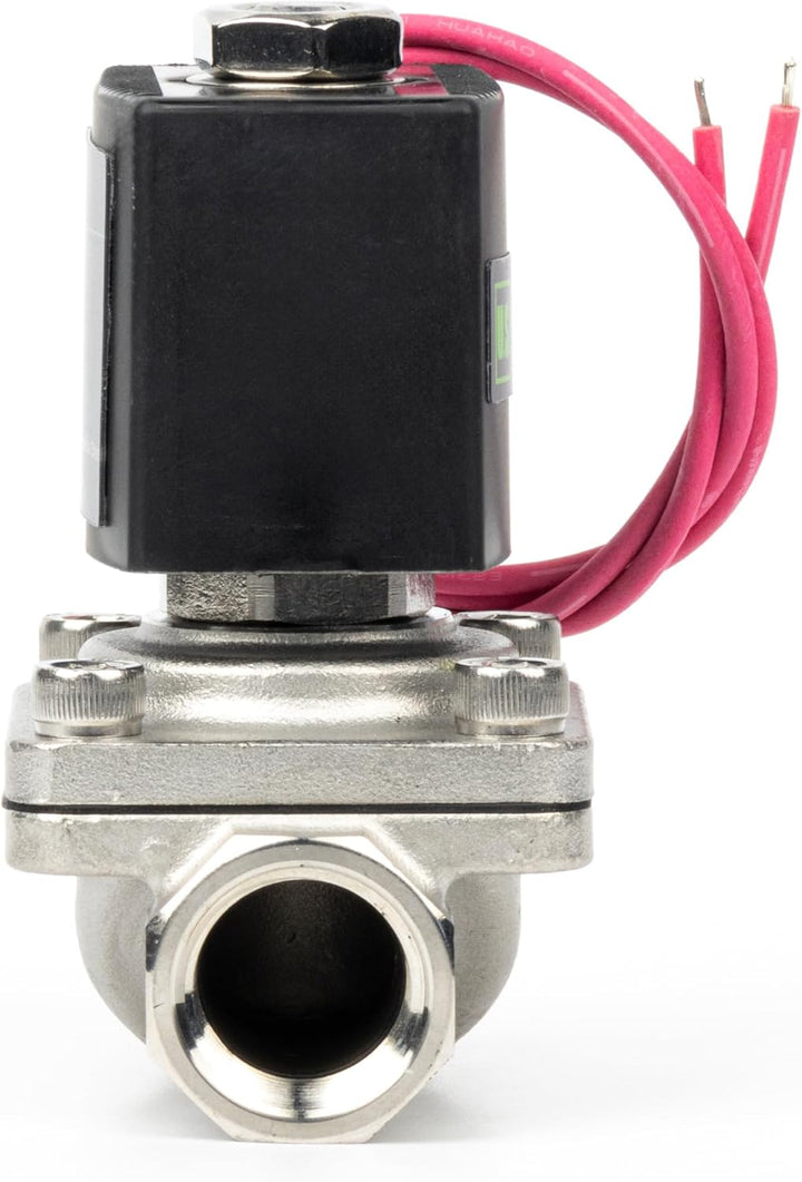 U.S. Solid 1/2" Magnetventil - Edelstahl DC 12V mit Viton-Dichtung, stromlos geschlossen, Bleidraht-