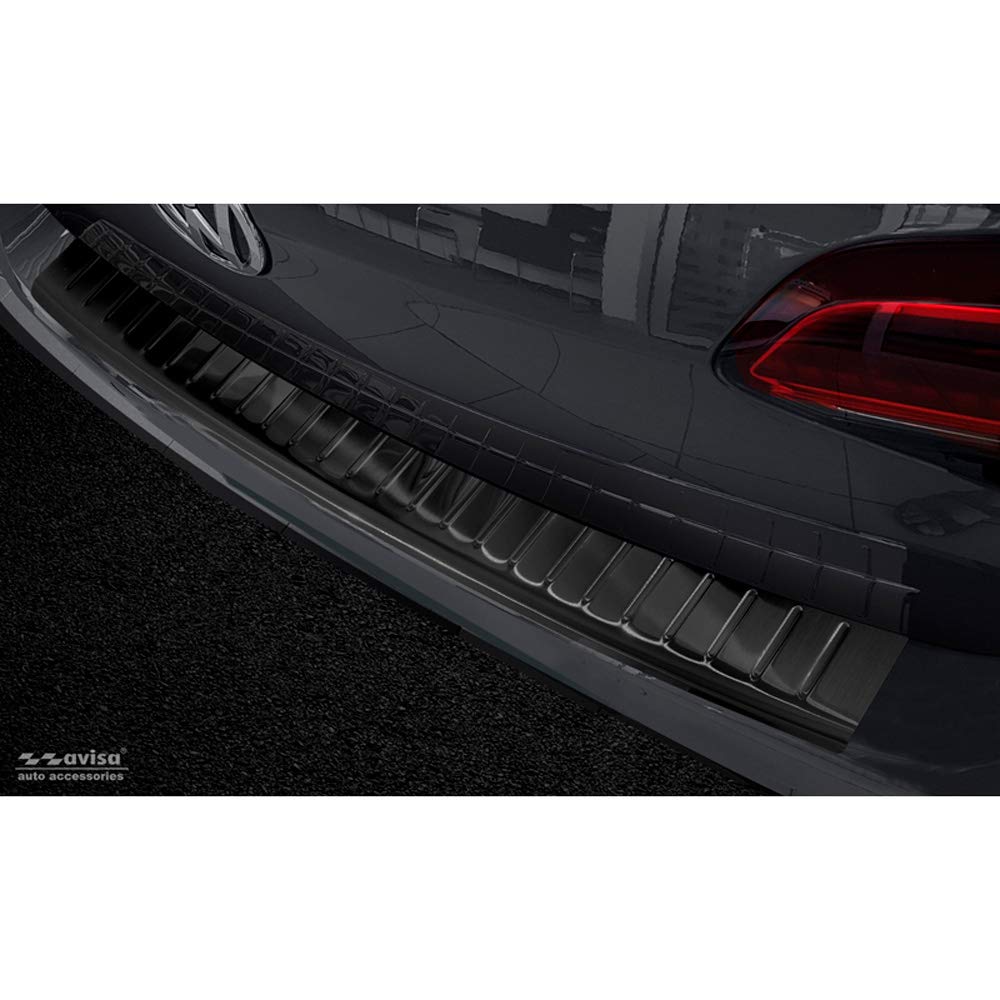 Avisa Schwarz Edelstahl Heckstossstangenschutz kompatibel mit Volkswagen Golf VII Variant 2012-2017