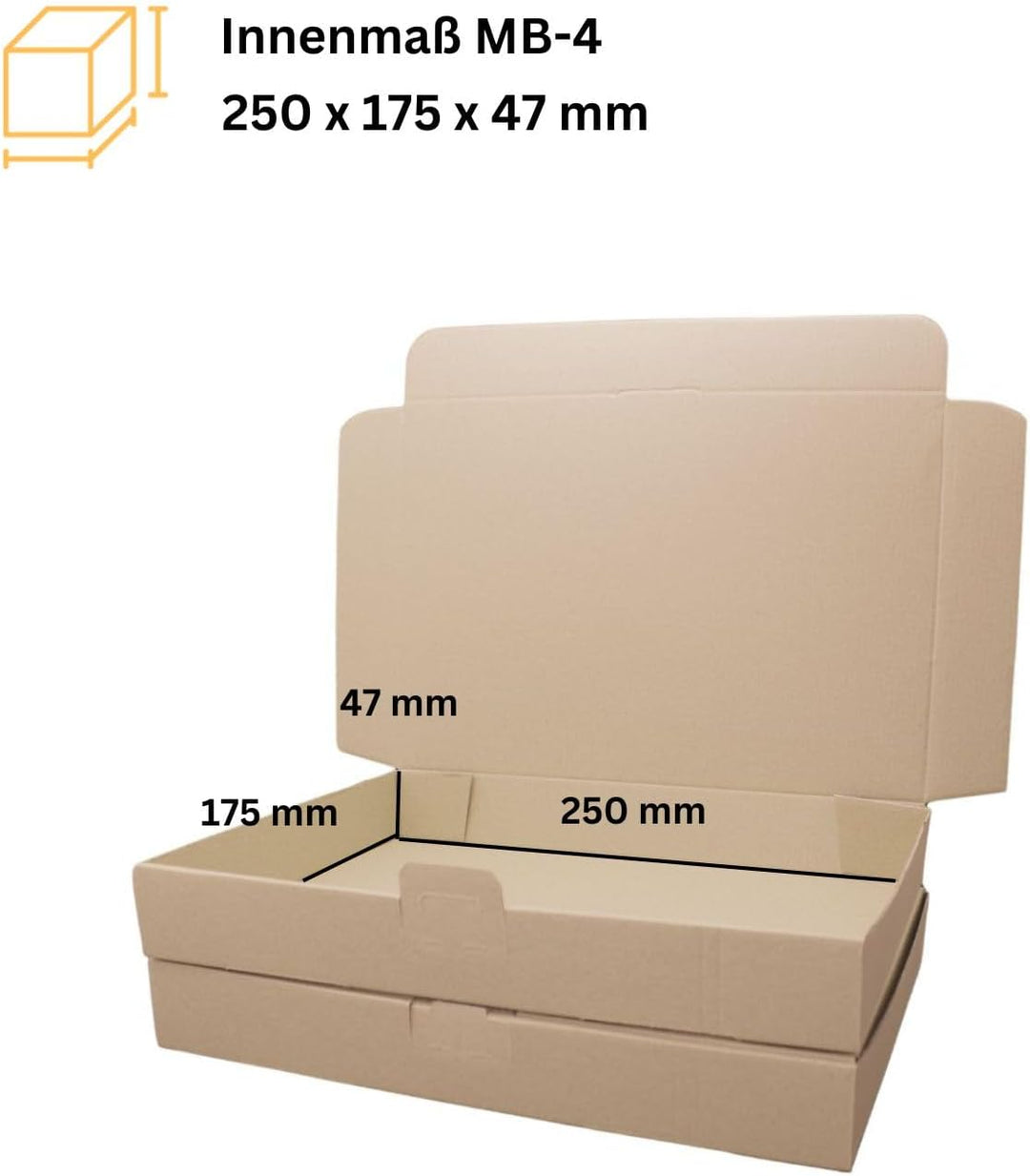 300 Maxibriefkartons MB4 braun in Grösse 260 x 180 x 50 mm(aussen) Post Schachtel für günstigen Vers