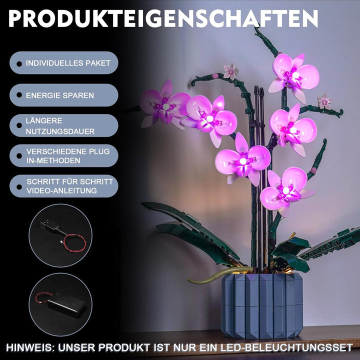 Led Licht Set Kompatibel mit Lego Orchidee (Nur Lichter, kein Baustein), Licht-Kit Compatible with L