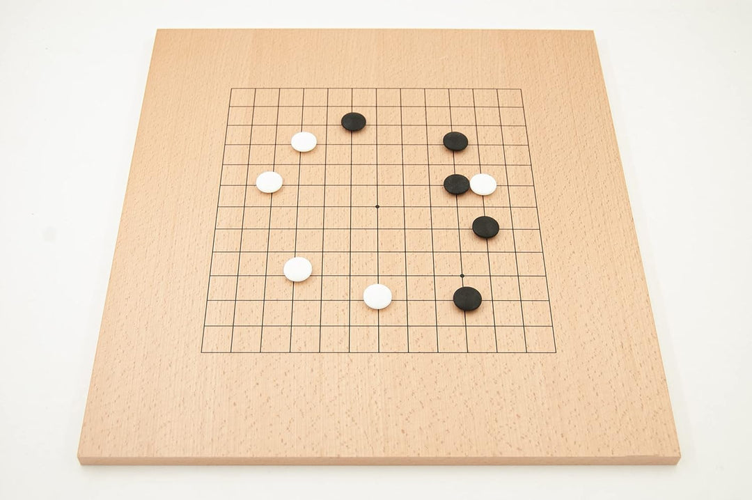 Hebsacker Verlag - Go-Set Buchenfurnier-Brett (19x19/13x13, 13mm) mit Glassteinen und Holzdosen