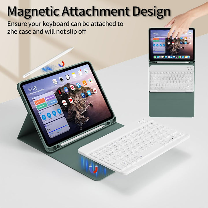 Hülle mit Tastatur für iPad Pro 11 4. / 3. / 2. Generation 2022/2021/2020 mit stifthalter, Magnetisc