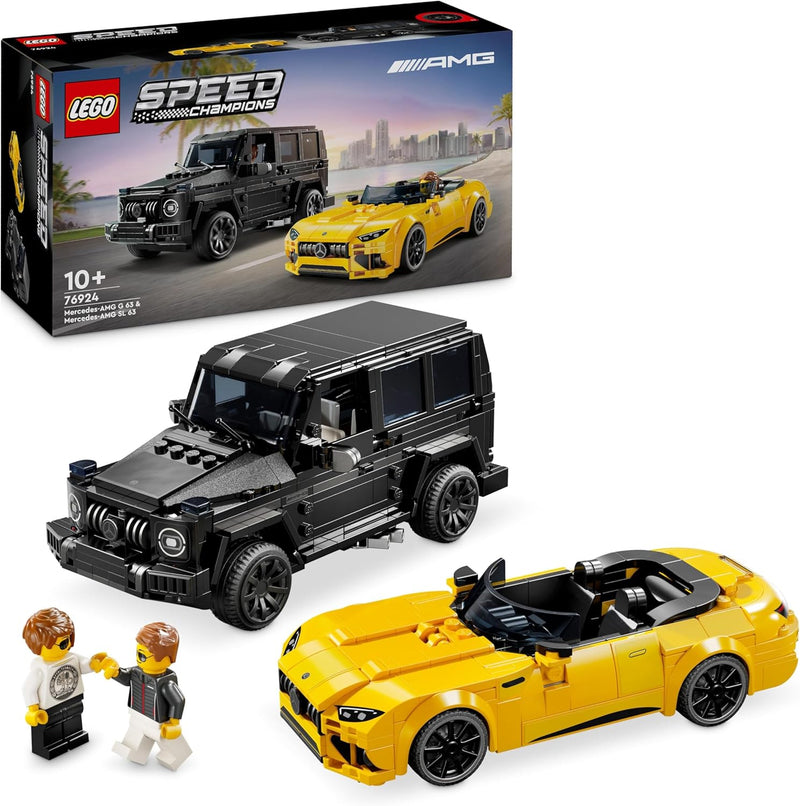 LEGO Speed Champions Mercedes-AMG G 63 & Mercedes-AMG SL 63, Bauset mit 2 Spielzeug Autos und 2 Fahr