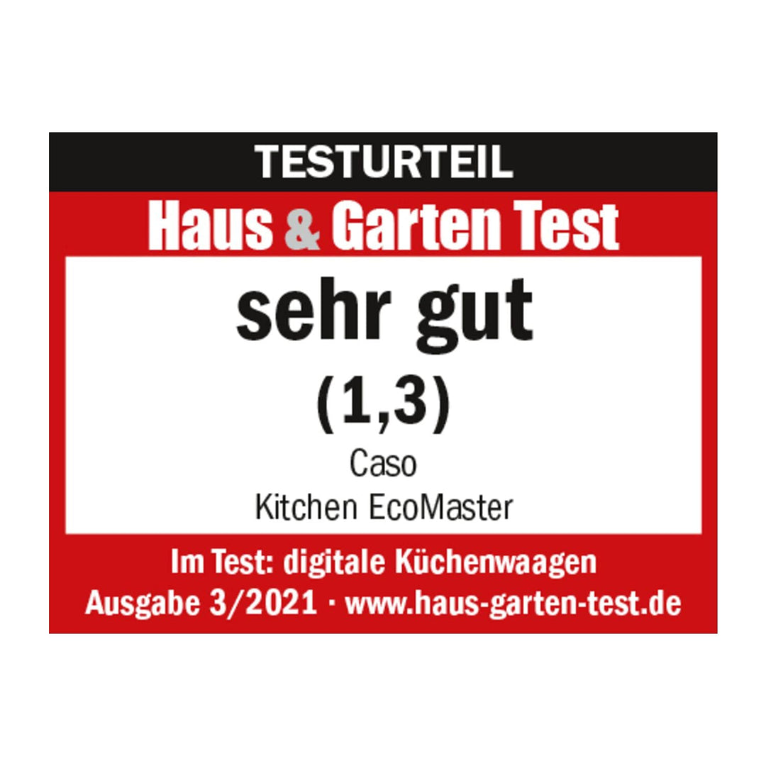 Caso Kitchen EcoMaster - Design Küchenwaage, Testurteil: Sehr Gut, digitale Küchenwaage, batterielos