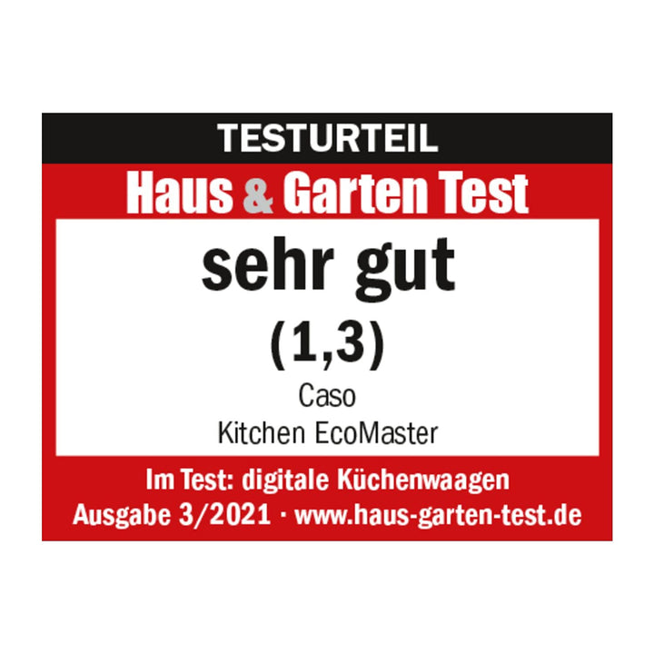 Caso Kitchen EcoMaster - Design Küchenwaage, Testurteil: Sehr Gut, digitale Küchenwaage, batterielos