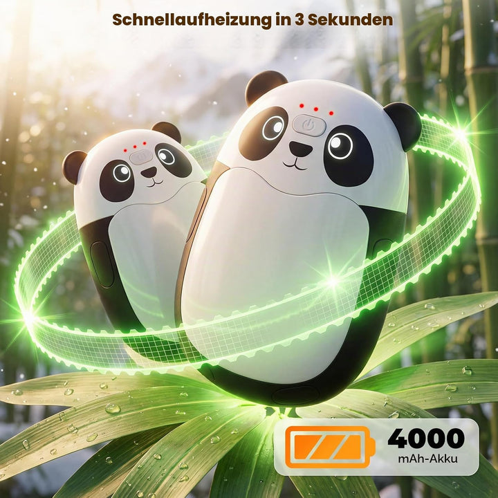 Elektrischer Handwärmer 2er Set mit Band,Panda-Design,SchwarzWeiss