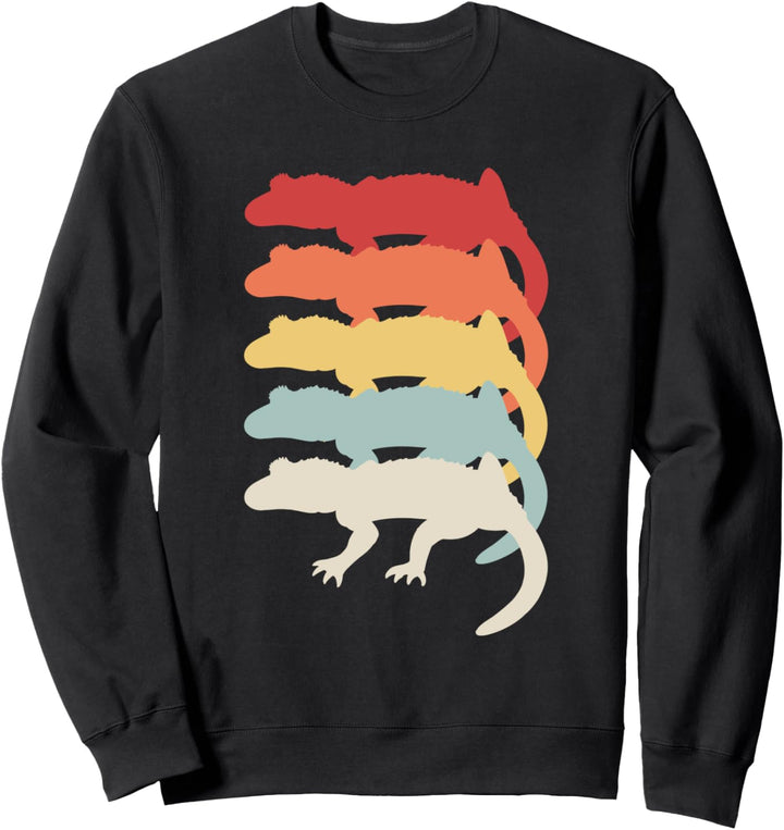 Kronengecko Kammgecko Eidechse Retro Reptil Herpetologe Sweatshirt