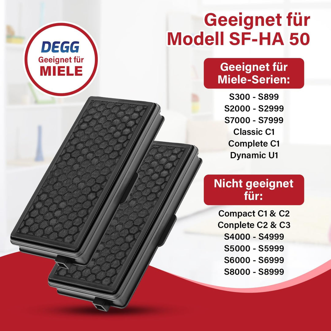 DEGG® Kombifilter HEPA &amp; Aktivkohle, Kompatibel mit Miele, 2 Stück Kombifilter Hepa &amp; Aktivkohle 2 S