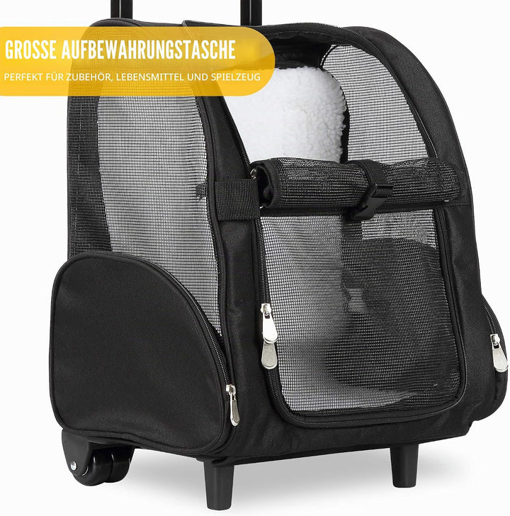 Kopeks Deluxe-Rucksack/Reisetasche für Haustiere mit Doppelrollen, Large, schwarz 1 Stück (1er Pack)