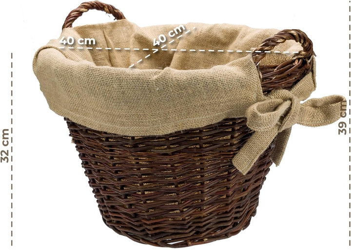Weide-Kaminholzkorb für Holz cm mit Jute 40 x 39cm | Feuerholz korb | Holzkörbe | Kamin Aufbewahrung