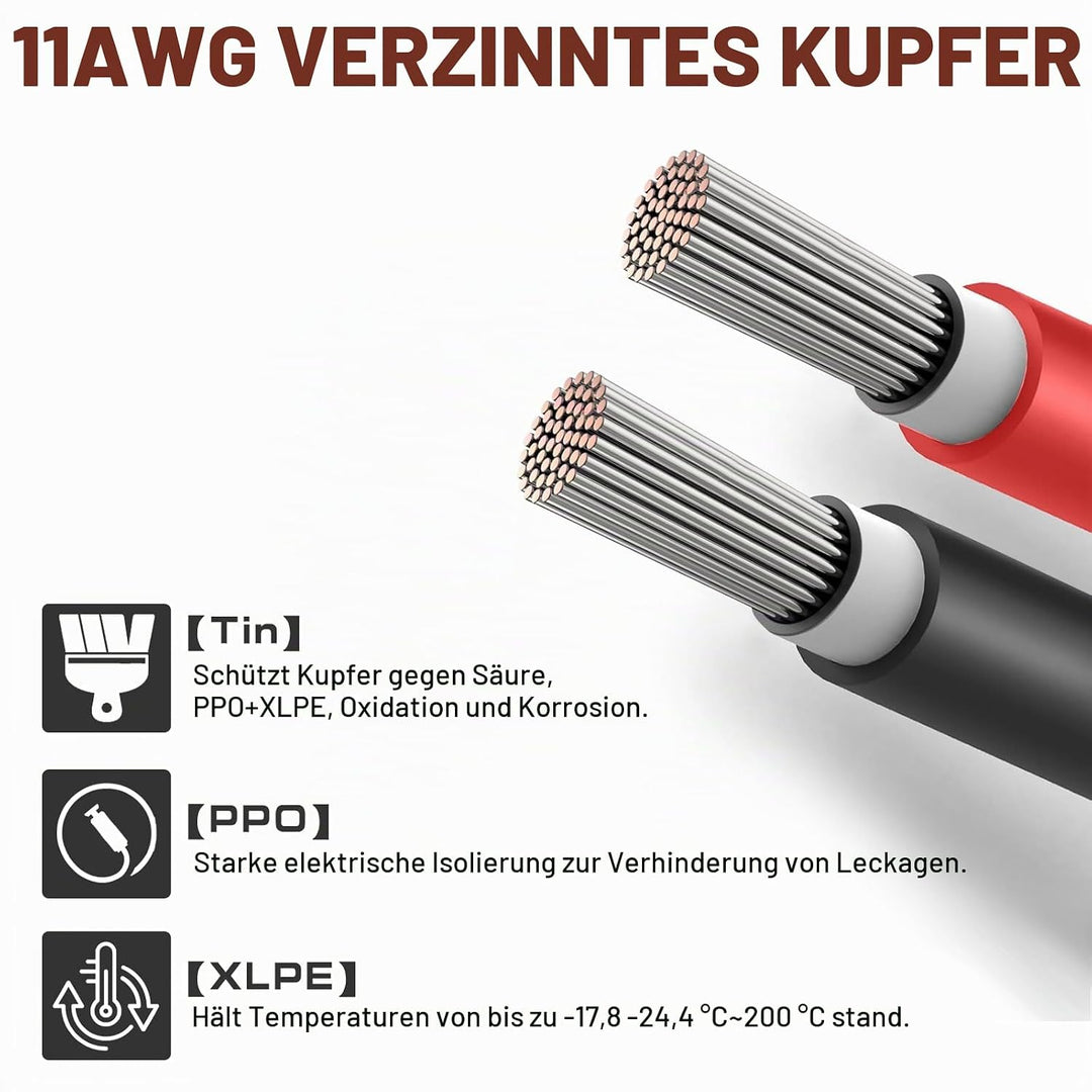ECO-WORTHY Solarkabel 4mm² mit Solarstecker,2x5m Solarkabel Verlängerungskabel, PV Kabel Solarleitun