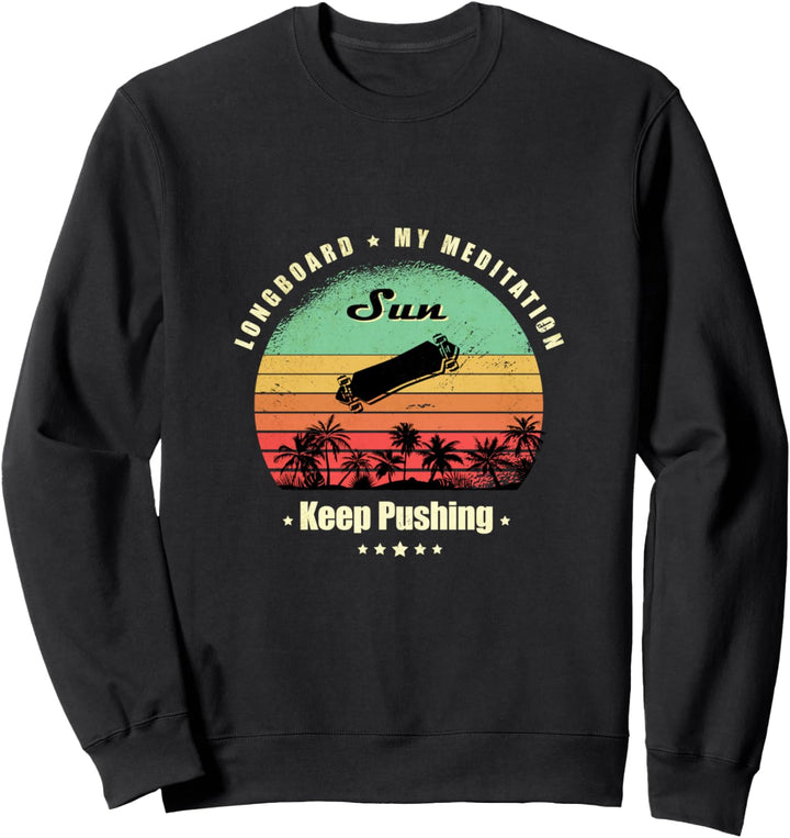 Longboard My Meditation Sonne Palmen Skate Vintage Retro Sweatshirt