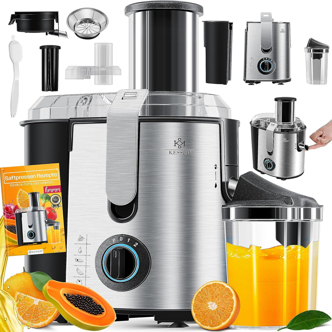 KESSER® Entsafter für Obst und Gemüse aus Edelstahl 1100W grosse 85 mm Einfüllöffnung inkl. Reinigun