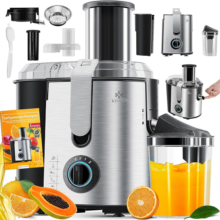 KESSER® Entsafter für Obst und Gemüse aus Edelstahl 1100W grosse 85 mm Einfüllöffnung inkl. Reinigun