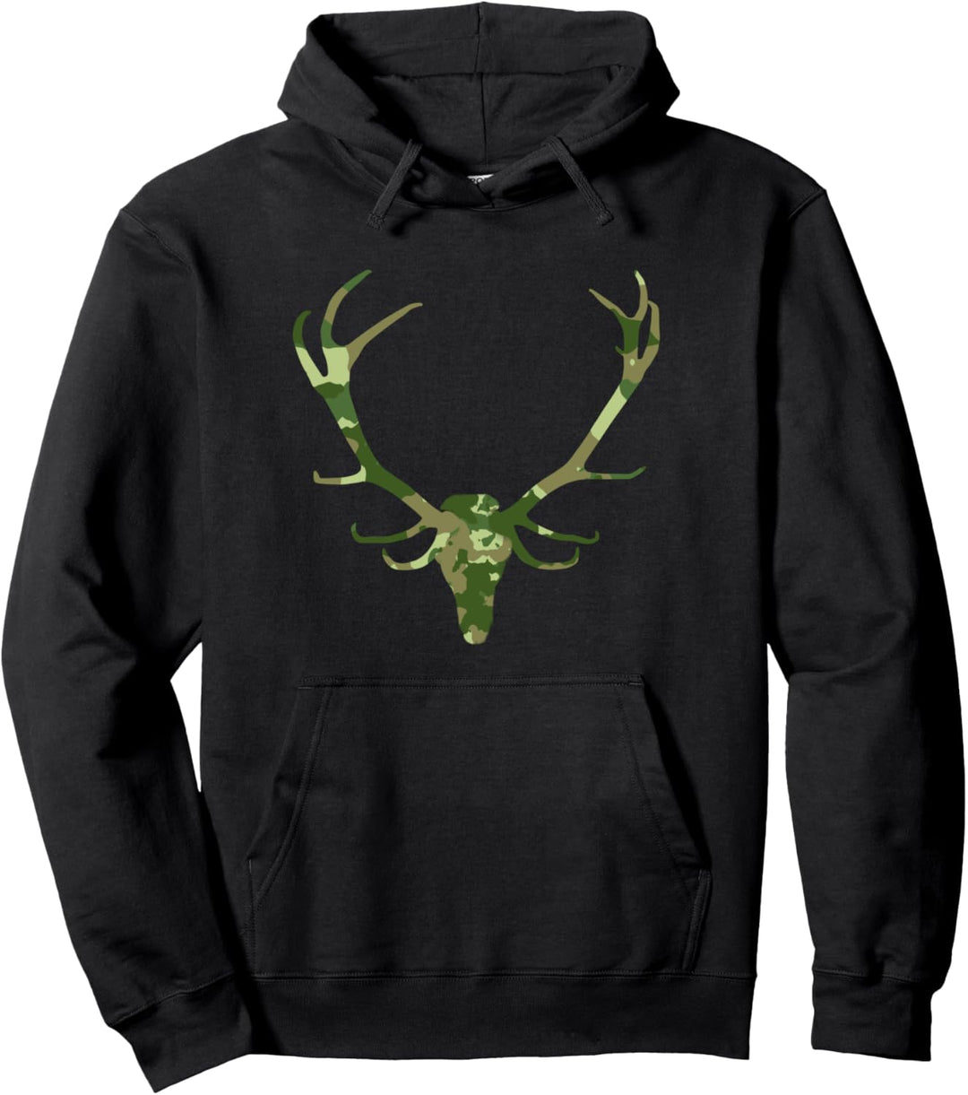 Hirschgeweih in Tarnfarbe, Jagd Pullover Hoodie