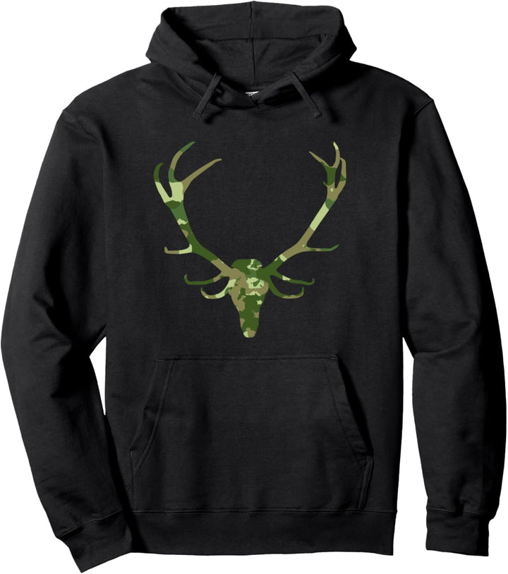 Hirschgeweih in Tarnfarbe, Jagd Pullover Hoodie
