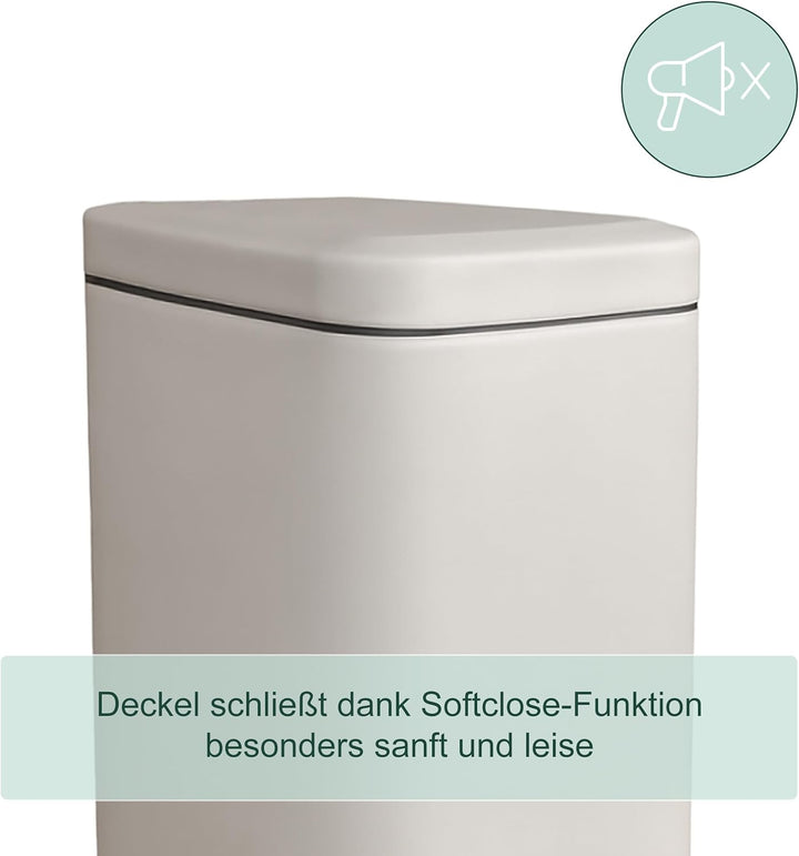 Relaxdays Mülleimer Bad, 5 Liter, Kosmetikeimer mit Soft-Close, Matte Optik, entnehmbarer Inneneimer