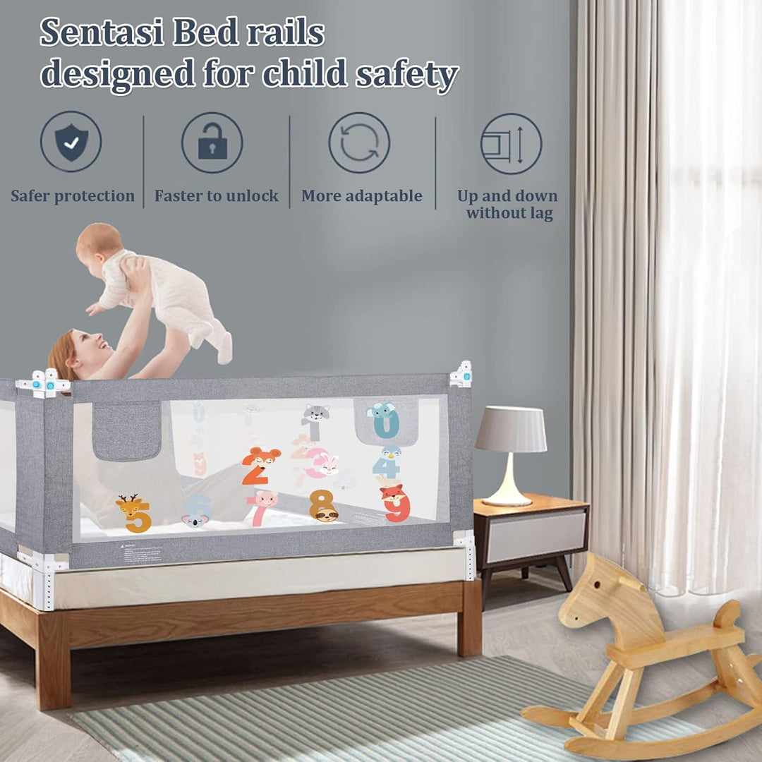 Sentasi Rausfallschutz Kinderbett 150CM, Rausfallschutz Bett Con Elevación Vertical, Baby Bettgitter