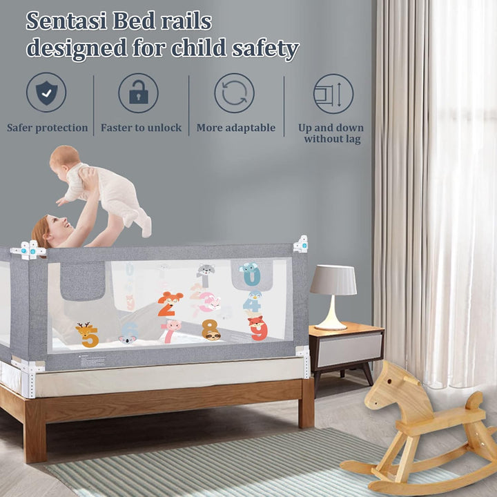 Sentasi Rausfallschutz Kinderbett 150CM, Rausfallschutz Bett Con Elevación Vertical, Baby Bettgitter