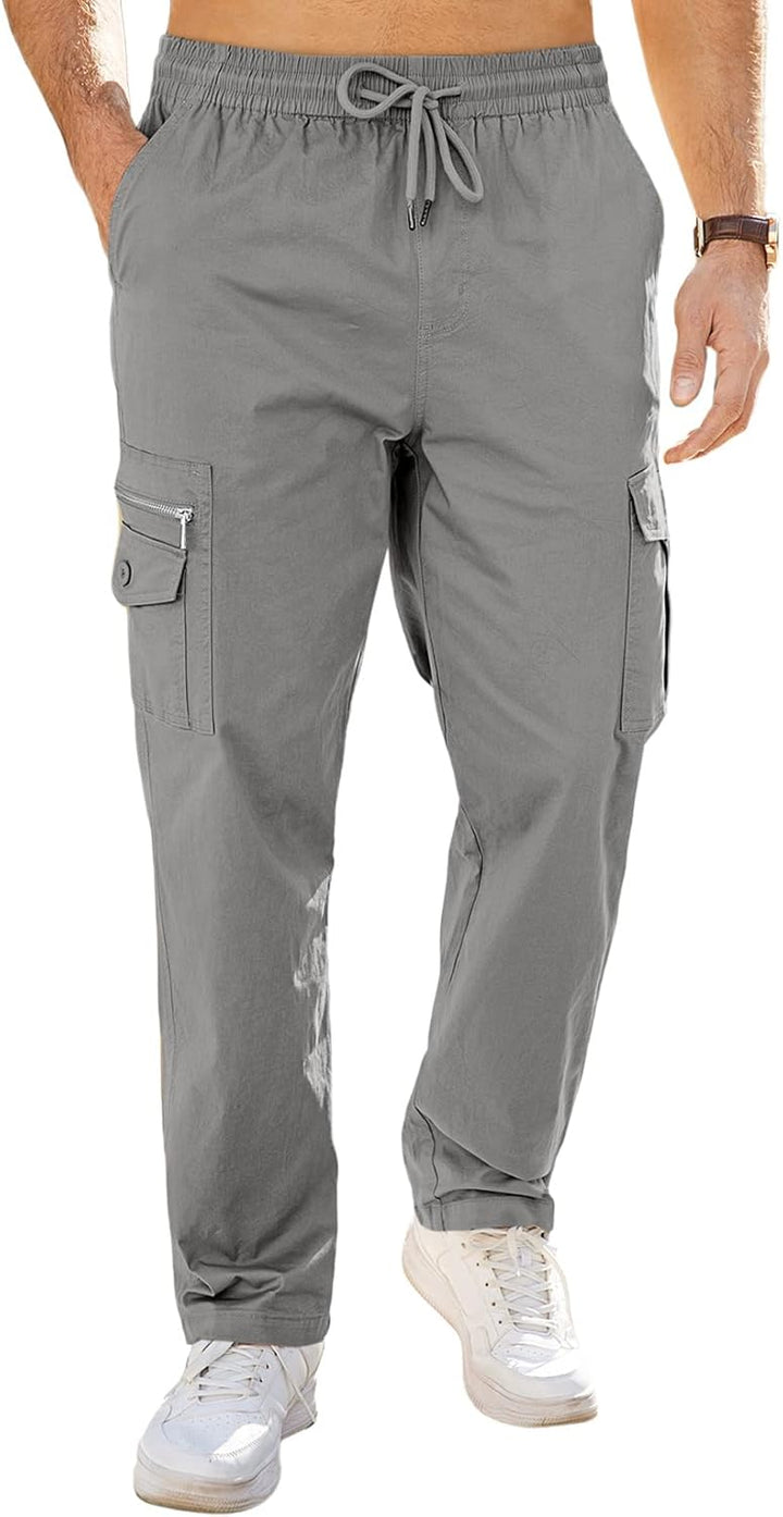 Jolicloth Cargohose Herren Baumwolle Outdoorhose Lange Baggy Hose Casual Freizeithose Pants M Hell G