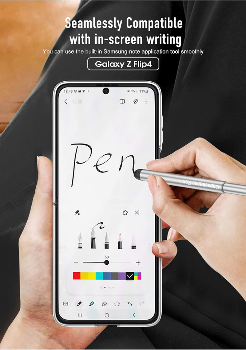 COQUE Galaxy Z Flip 4 Hülle mit Stylus,Hülle Schutzfolie Integrierte Klappbare All-Inclusive-Hülle m