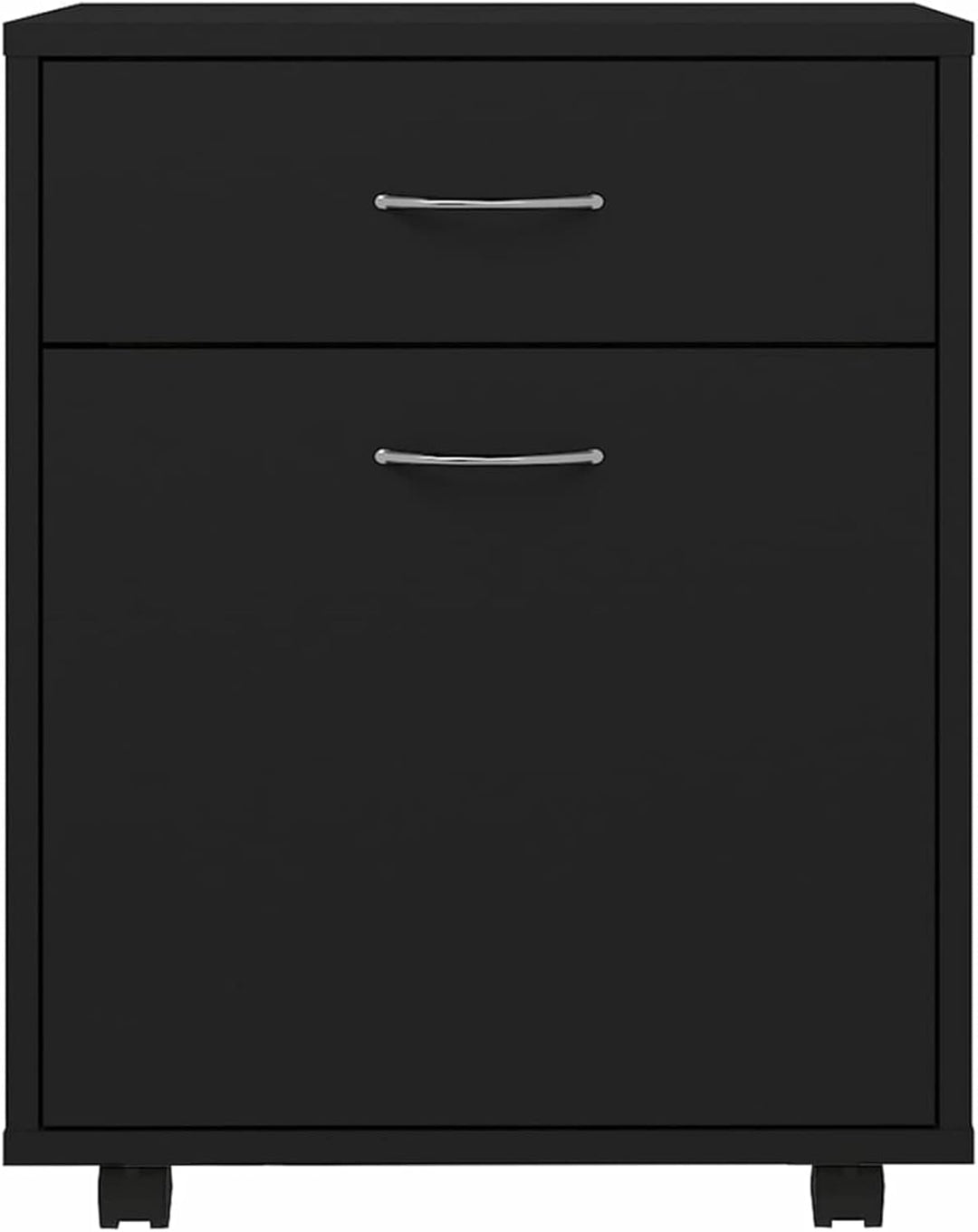 Homgoday Rollschrank mit Rollen, Holz, Schwarz, 45 x 38 x 54 cm, mit Universalrollen, Halterung für